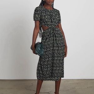 Who What Wear Drew Cutout Twist Midi Dress Black Floral Dress Size medium